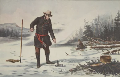 Sport invernali americani - Pesca alla trota sul lago Chateaugay (Contea di Franklin N.Y.)